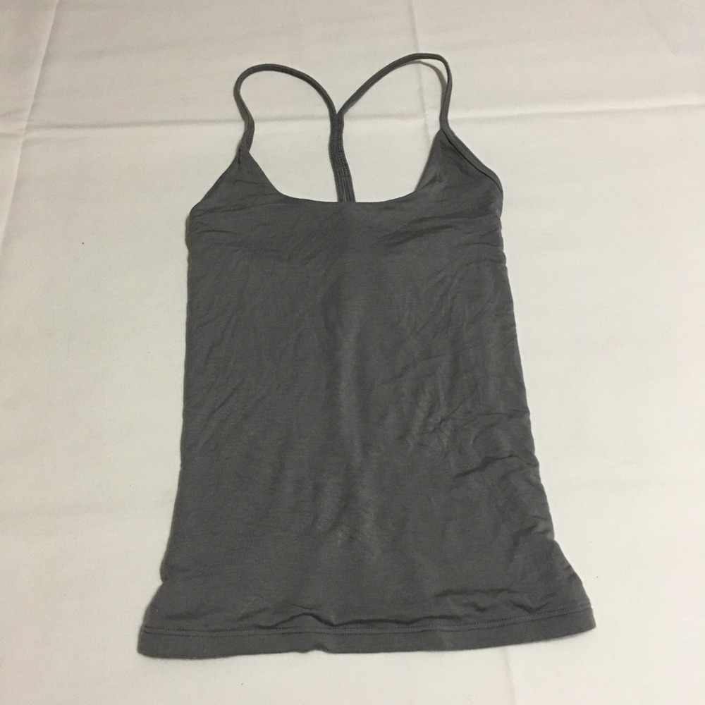 Joah Brown Cami Tank Top Womens Small Medium Gray Racerback Open Back